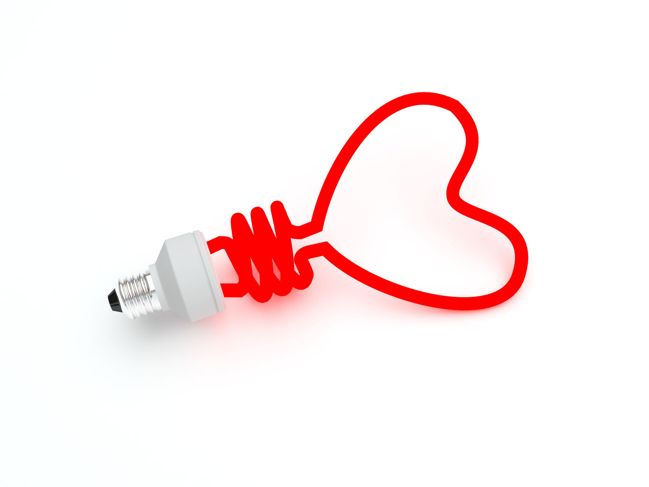 Energy saving lamp in the shape of the heart